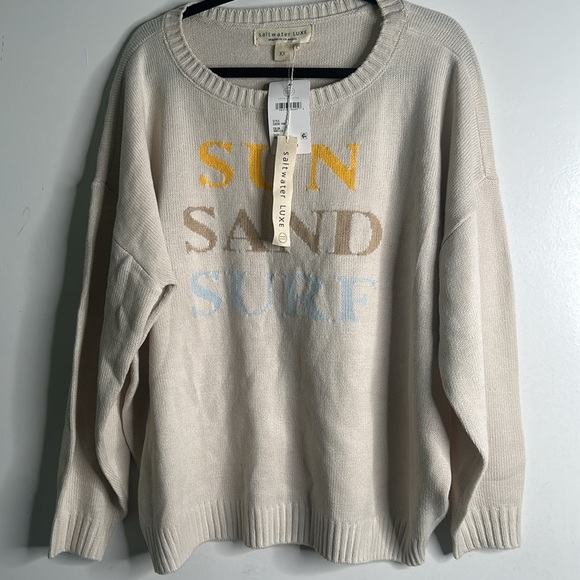 Salt water luxe take me to paradise vanilla beige sweater size xx new - Picture 4 of 7